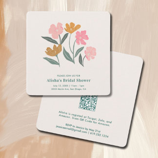 Fresh vom Markt Boho Floral Brautparty QR Einladung