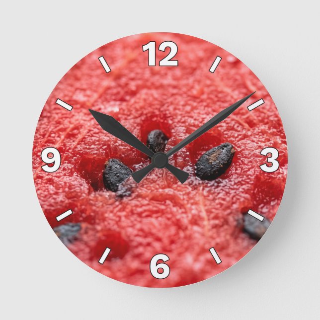 Fresh Watermelon Pulp Macro Texture Kitchen Decor Runde Wanduhr (Vorderseite)