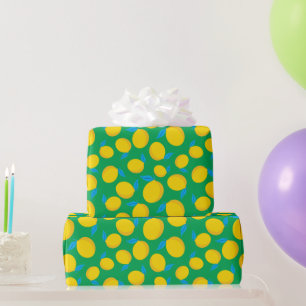 Fresh Yellow Lemon Vibrann Green Seamless Birthday Geschenkpapier
