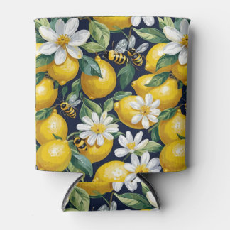 Fresh Yellow Lemons With Busy Bees & White Blooms Dosenkühler