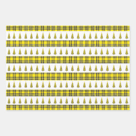 Fresh Yellow Tartan Weihnachtsbaum Geschenkpapier Set