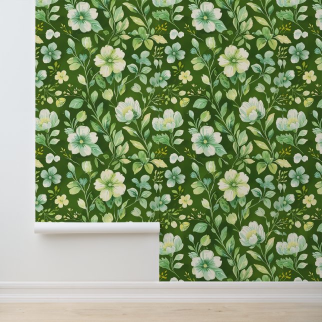 Fresh Zuhause Vibes - Green Floral Peel and Stick Tapete (Anwendung)