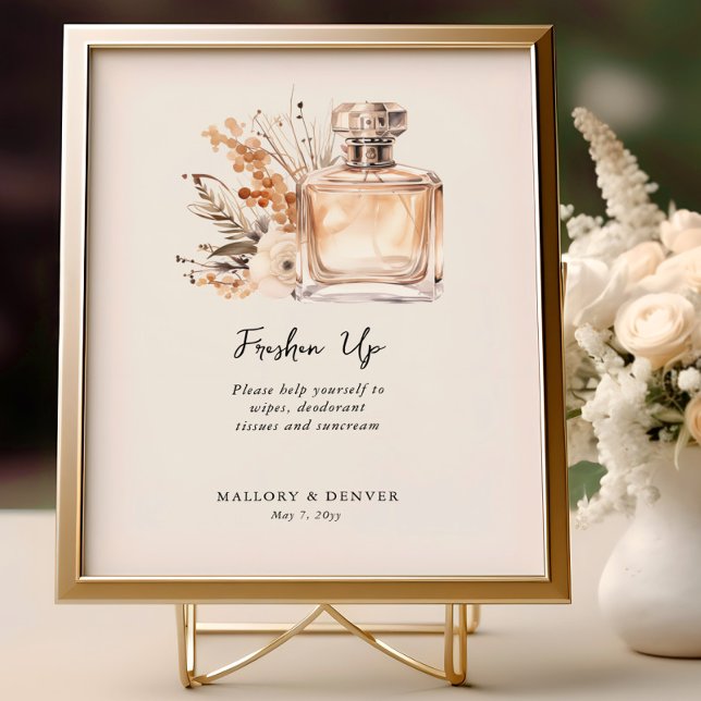 Freshen Sie neutrale Vintage-Heiratssignatur Poster (Freshen Up Sign from Romantic Wedding signs collection by Darling & May)