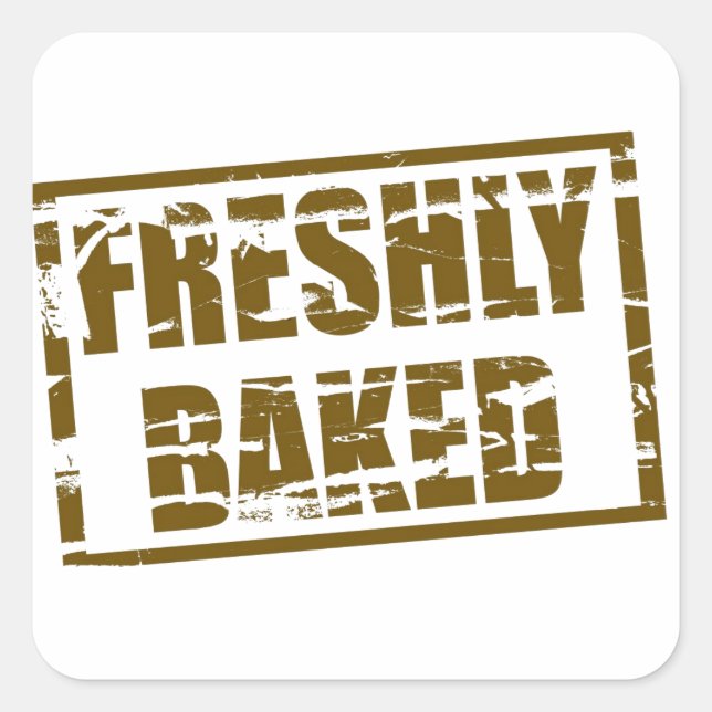 Freshly Baked Quadratischer Aufkleber (Vorderseite)