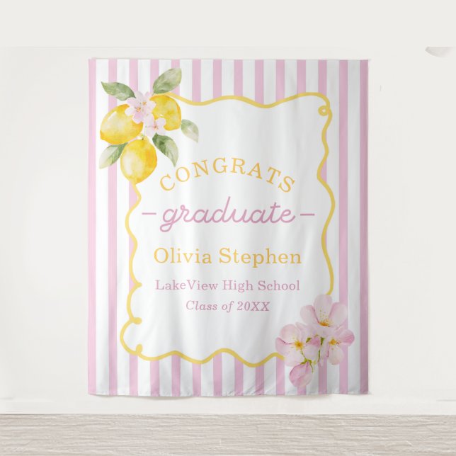 Freshly Graduated Lemon Graduation Decor Wandteppich (Vorderseite)