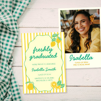 Freshly Graduated Photo Lemon Citrus Graduation Ankündigung