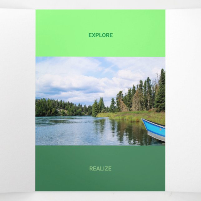 Freshly Green Tone Squared Off Qr Code Dreifach Gefaltete Karte (Innenseite Mitte)