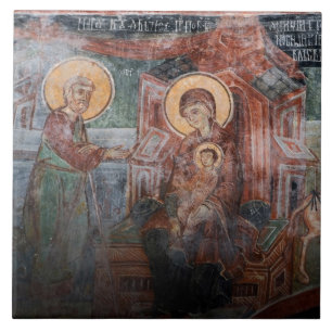 Fresken aus der serbischen Kirche des 14. Jahrhund Fliese