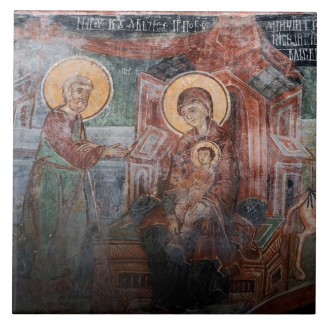 Fresken der serbischen Kirche aus dem 14. Jahrhund Fliese (Vorderseite)