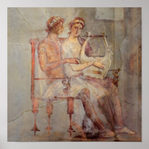 Fresko einer Musikstunde, Pompeji Poster