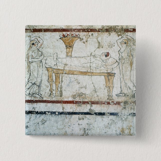 Fresko vom Grab von Gaudio, c.480 BC Button (Vorderseite)