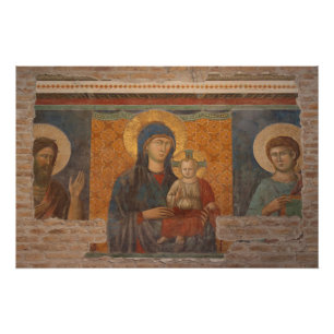 Fresko von Madonna und Kind Poster