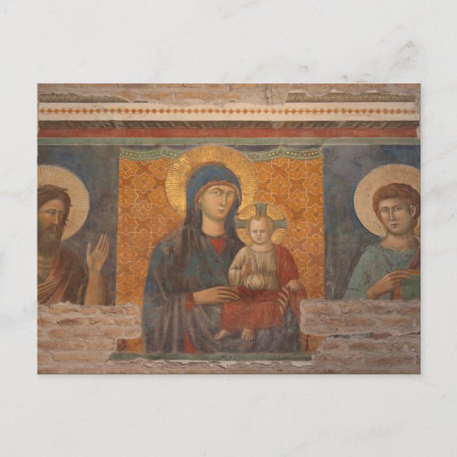 Fresko von Madonna und Kind Postkarte (Vorderseite)