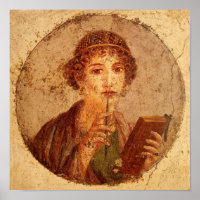 Fresko von Sappho in Pompeji
