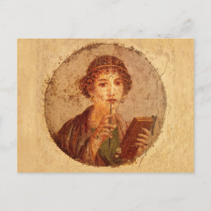 Fresko von Sappho in Pompeji Postkarte