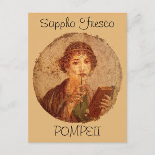 Fresko von Sappho in Pompeji Postkarte