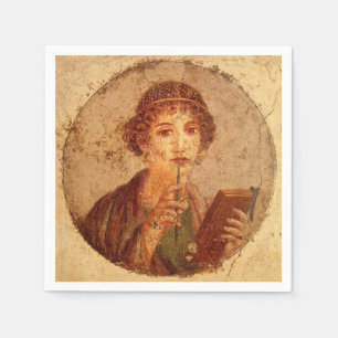Fresko von Sappho in Pompeji Serviette