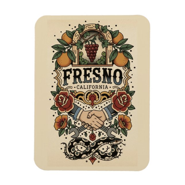 Fresno California Central Valley Magnet (Vertikal)
