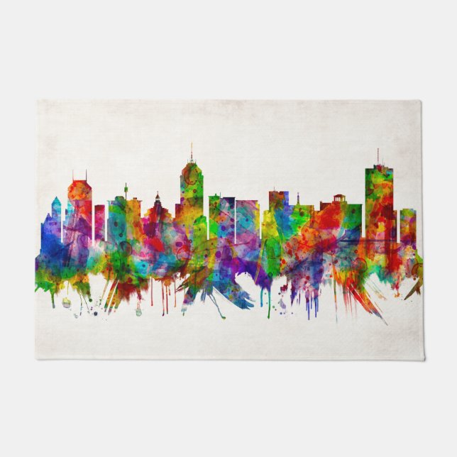 Fresno California Skyline Fußmatte (Vorderseite)