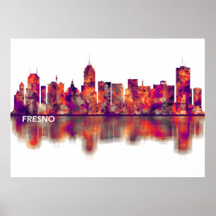 Fresno California Skyline Poster