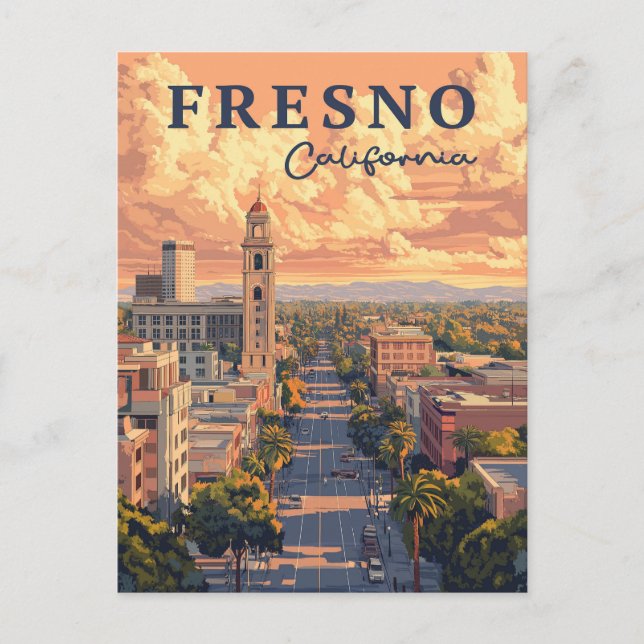 Fresno California Städtische Landschaft Postkarte (Vorderseite)