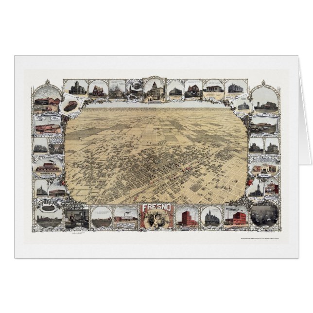 Fresno, carte panoramique de CA - 1901 (Devant horizontal)