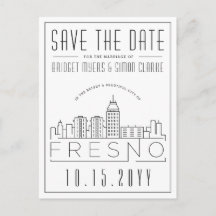 Fresno Hochzeit | Stilisierte Skyline Save the Dat