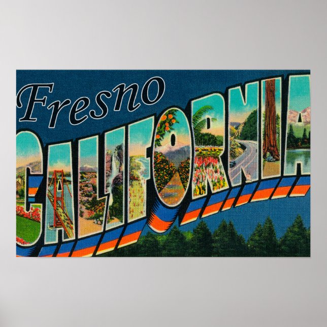 Fresno, Kalifornien - Große Briefmarkenszenen 2 Poster (Vorne)