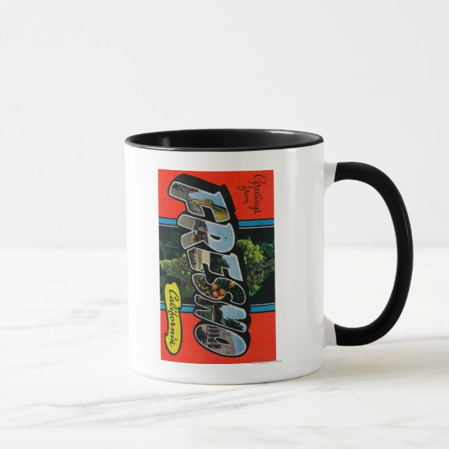 Fresno, Kalifornien - Große Buchstabenszenen Tasse (Rechts)