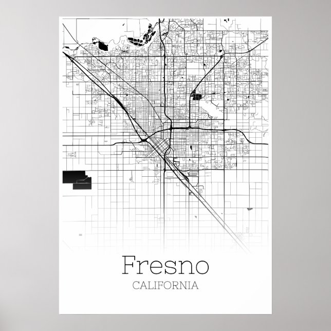 Fresno Karte - Kalifornien - City Map Poster (Vorne)