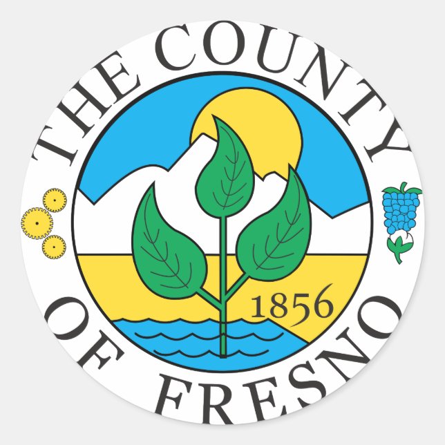 Fresno Landkreis Siegel Runder Aufkleber (Vorderseite)