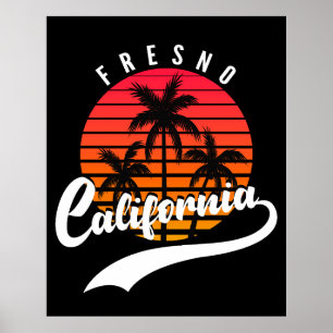 Fresno Retro-Sonnenuntergang-Plakat Poster