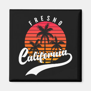 Fresno Retro Sonnenuntergang und Palmen Magnet