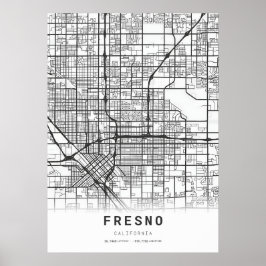 Fresno Stadtkarte Poster