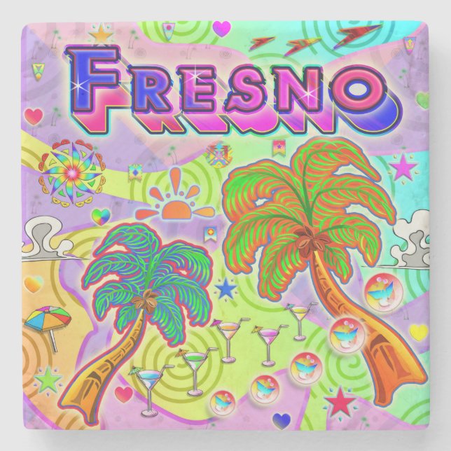 Fresno Urlaub Ziel Untersetzer (Vorderseite)