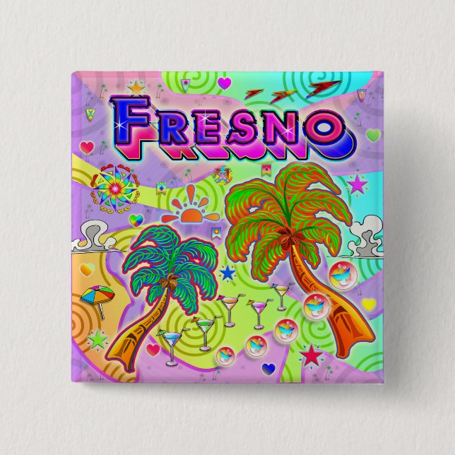 Fresno-Urlaubsziel-Schaltfläche Button (Vorderseite)