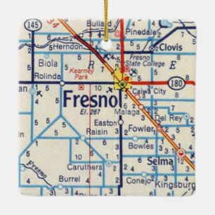 Fresno Vintag Map Keramikornament