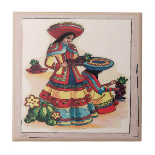 Fresque carreaux pour femmes mexicaines