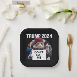 Fress mich nicht Katzen für Trump 2024  Pappteller