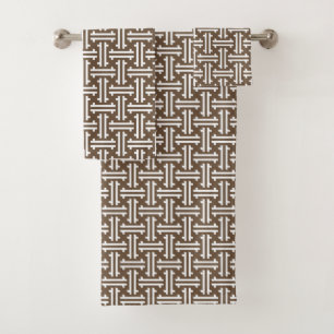 Fret chinois Art déco, Taupe Tan et blanc