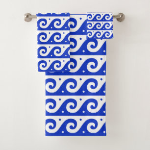Fret grec, Motif d'onde méditerranéen, Bleu