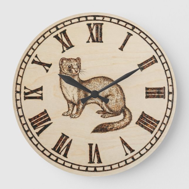 Frettchen Holz Wanduhr (Vorderseite)