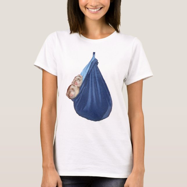 Frettchen im a-Schlafsack-T - Shirt (Vorderseite)