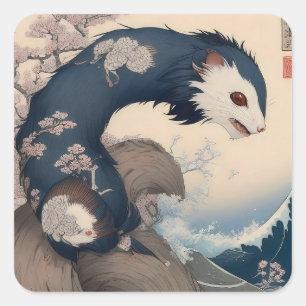 Frettchen - Japan Quadratischer Aufkleber