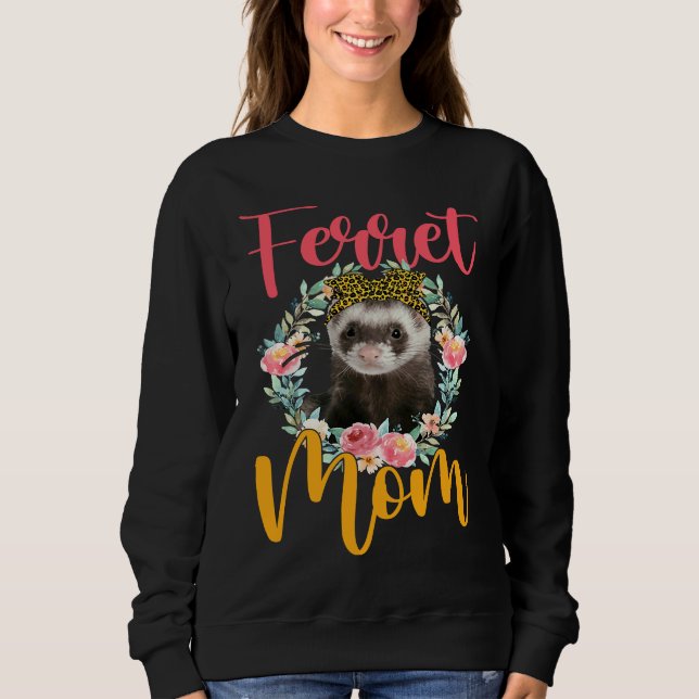 Frettchen-Mama Süßes Frettchen Fliege Leopard Blum Sweatshirt (Vorderseite)