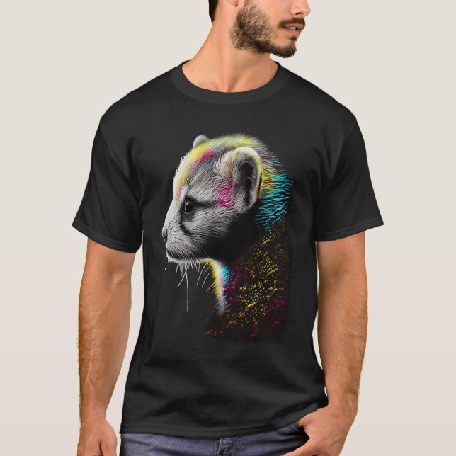 Frettchen Mutter Vater Mustela Nigripes T-Shirt (Vorderseite)