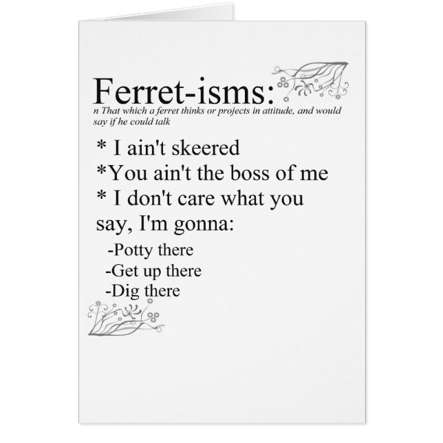 Frettchen-Theorien u. Redewendungen (Vorne)