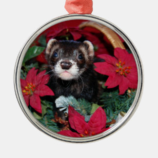 Frettchen-Weihnachten Oranment Silbernes Ornament
