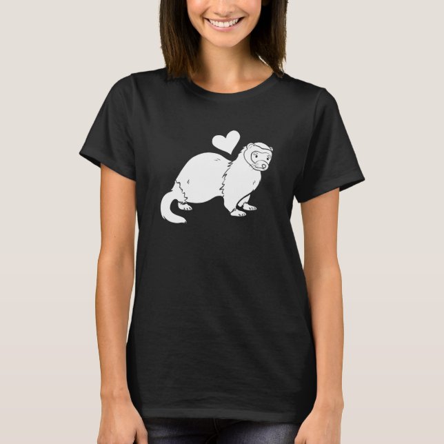 Frettchenherz - Pelztier Wiesel Frettchen T-Shirt (Vorderseite)