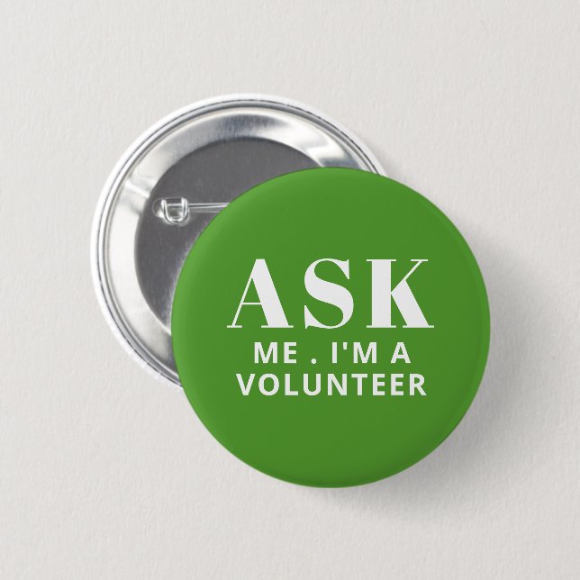 Freu mich grünes Volunteer Button (Vorne & Hinten)